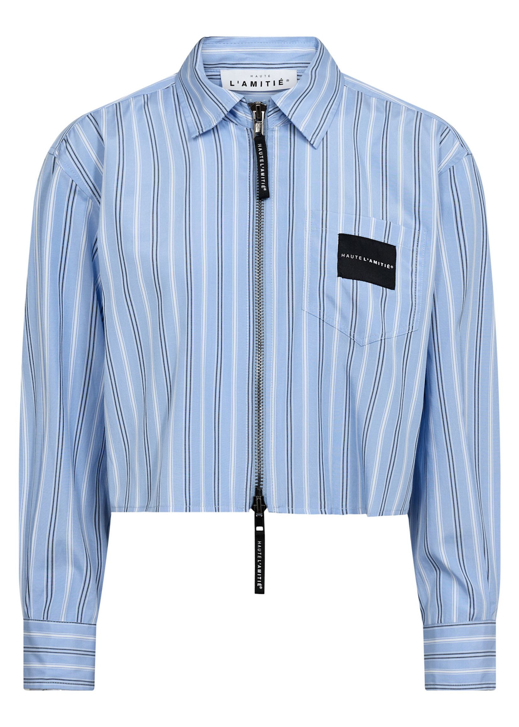 Haute L'Amitié Crop Stripe Zip Shirt