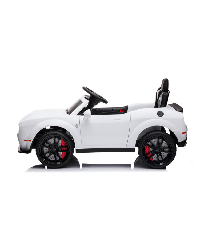 Dodge Challenger SRT, 12-Volt-Elektro-Kinderauto, Ledersitz, Gummireifen, Batterieauto für Kinder!