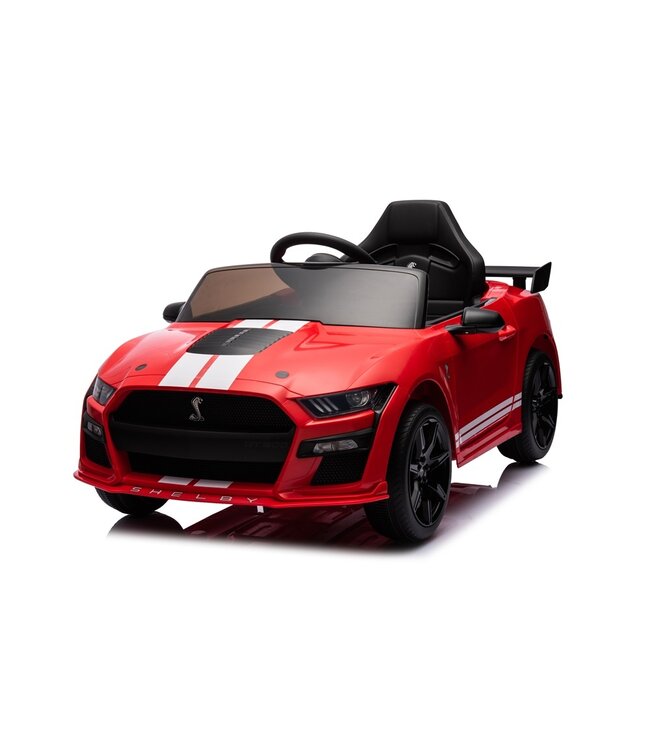 Ford Mustang GT500, 12 volt elektrisk børnebil med gummidæk, lædersæde med mere!