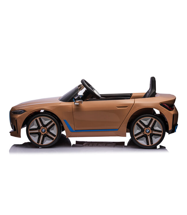 BMW i4, voiture électrique pour enfants, 12v, siège en cuir, module musique et plus encore !