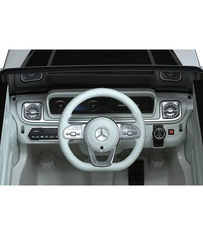 Mercedes Benz EQG, 12 volt elektrisk børnebil med gummidæk, lædersæde med mere!