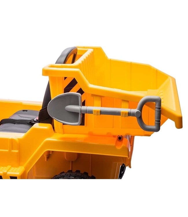 Work vehicle with box, 12 volt electric children's car, 4 engines, rubber tires and artificial leather seat!