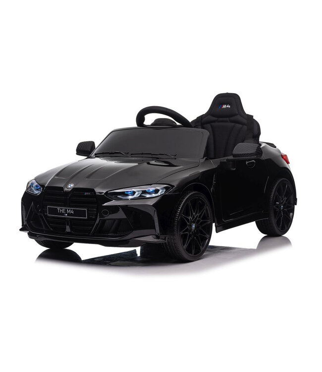BMW M4, 12-Volt-Elektro-Kinderauto, Ledersitz, Gummireifen, Kinderbatterieauto!