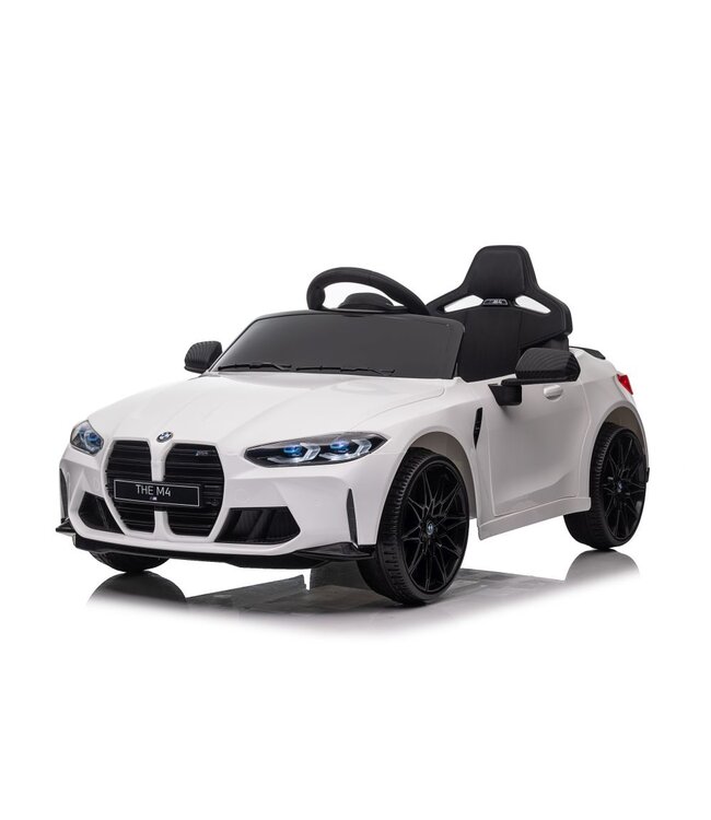 BMW M4, 12-Volt-Elektro-Kinderauto, Ledersitz, Gummireifen, Kinderbatterieauto!