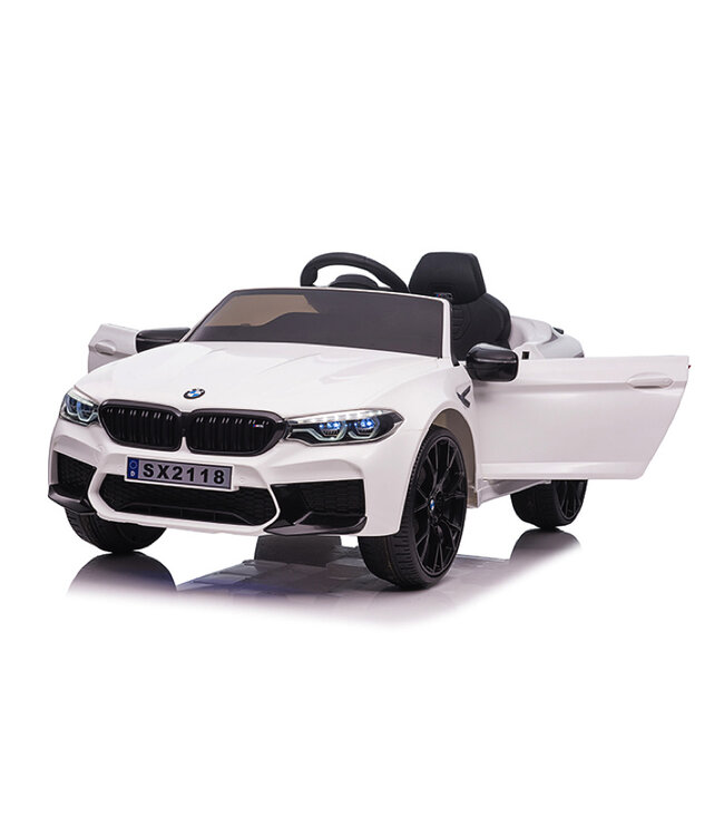BMW M5, Leder zitje, Rubberen banden, Kinder Accu Auto!