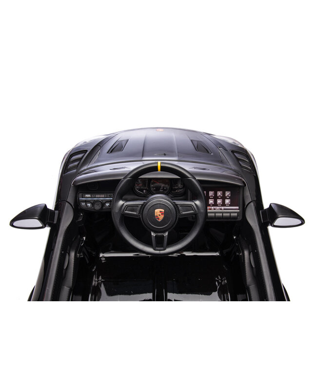 Porsche Spyder RS, 12 volt børnebatteribil, gummidæk, lædersæde og meget mere!