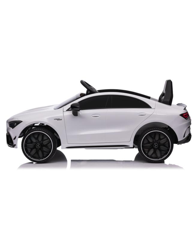 Carro elétrico para criança Mercedes CLA 45 S AMG Carro elétrico para criança de 12 volts com pneus de borracha, banco em pele e muito mais!