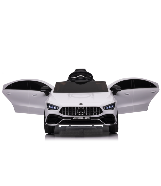 Voiture électrique pour enfants Mercedes CLA 45 S AMG Voiture électrique pour enfants 12 volts avec pneus en caoutchouc, siège en cuir et plus encore !
