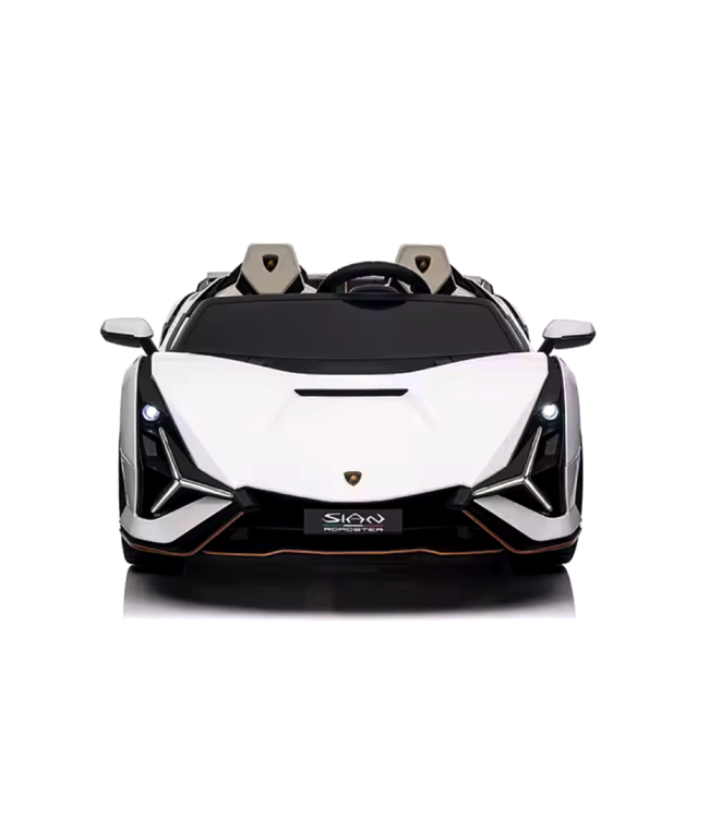 Lamborghini Sian, 2-persoons 24 volt elektrische kinderauto met rubberen banden, leder zitje en meer