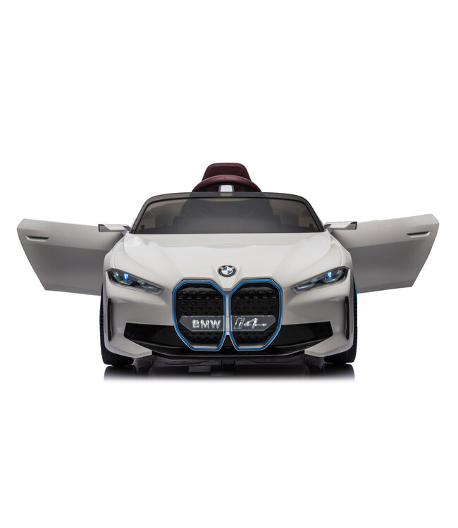 BMW i4, voiture électrique pour enfants, 12v, siège en cuir, module musique et plus encore !