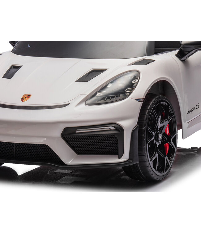 Porsche Spyder RS, 12 volt børnebatteribil, gummidæk, lædersæde og meget mere!