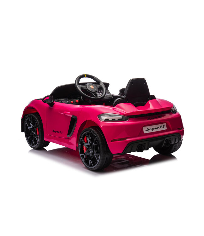 Porsche Spyder RS, voiture à batterie pour enfants de 12 volts, pneus en caoutchouc, siège en cuir et plus encore