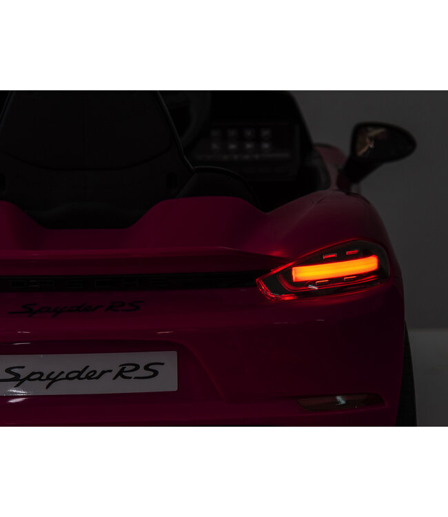 Porsche Spyder RS, 12 volt Kinder Accu Auto, rubberen banden, leder zitje en meer!
