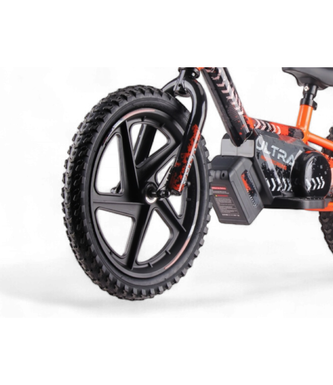 Vélo d'équilibre électrique 24 volts avec roues de 16 pouces, moteur électrique - orange