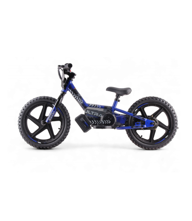Bicicleta de equilíbrio elétrica de 24 volts com rodas de 16 polegadas, motor elétrico - azul
