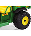 John Deere 12-volts elektrisk børnetraktor med fungerende gravearm og tippelad.