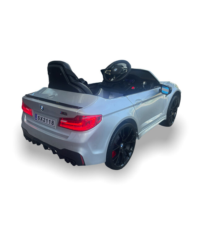 BMW M5, asiento de cuero, neumáticos de goma, coche infantil a batería!
