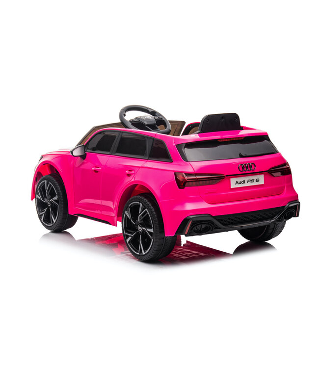 Audi RS6,12 volt elektrische kinderauto met rubberen banden, leder zitje en meer!
