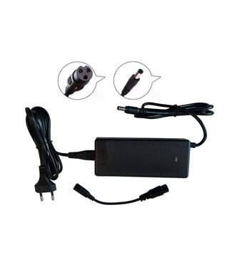 Carregador 48 volts 2A, GX16 de 3 pinos + conector redondo
