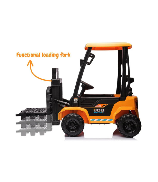 Empilhadeira elétrica JCB para crianças – 12V com verdadeira função de elevação e condução