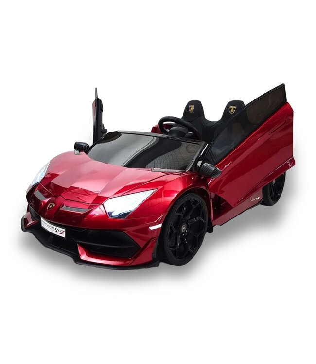 Lamborghini Aventador, coche infantil eléctrico de 24 voltios para 2 personas con neumáticos de goma, asiento de cuero.