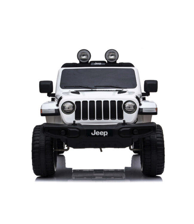 Jeep Wrangler Rubicon, coche eléctrico infantil de 12V con batería de litio, neumáticos de goma y asiento de similpiel