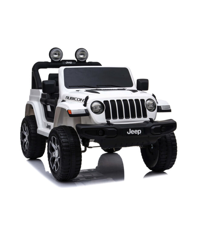 Jeep Wrangler Rubicon, carro elétrico infantil de 12V com bateria de lítio, pneus de borracha e banco em couro sintético