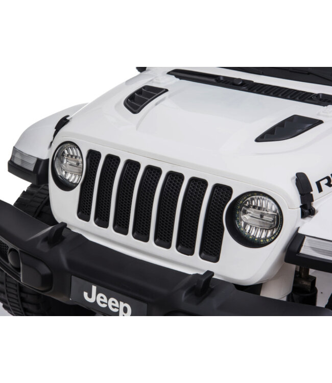 Jeep Wrangler Rubicon, carro elétrico infantil de 12V com bateria de lítio, pneus de borracha e banco em couro sintético