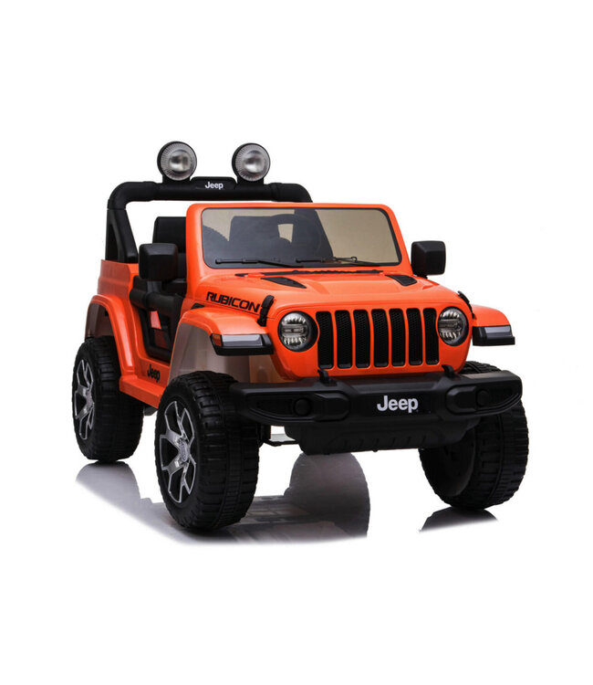 Jeep Wrangler Rubicon, carro elétrico infantil de 12V com bateria de lítio, pneus de borracha e banco em couro sintético