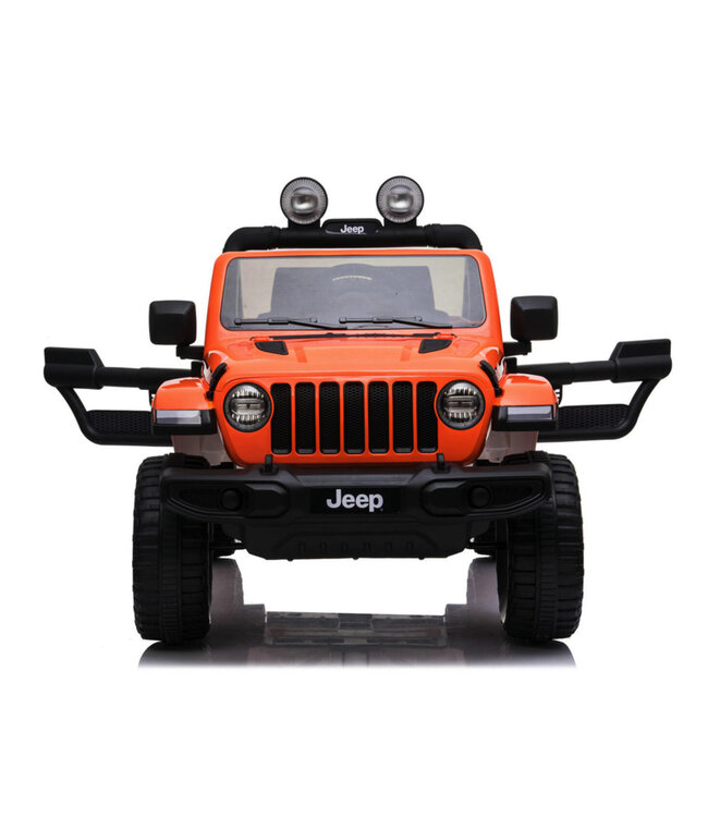 Jeep Wrangler Rubicon, coche eléctrico infantil de 12V con batería de litio, neumáticos de goma y asiento de similpiel