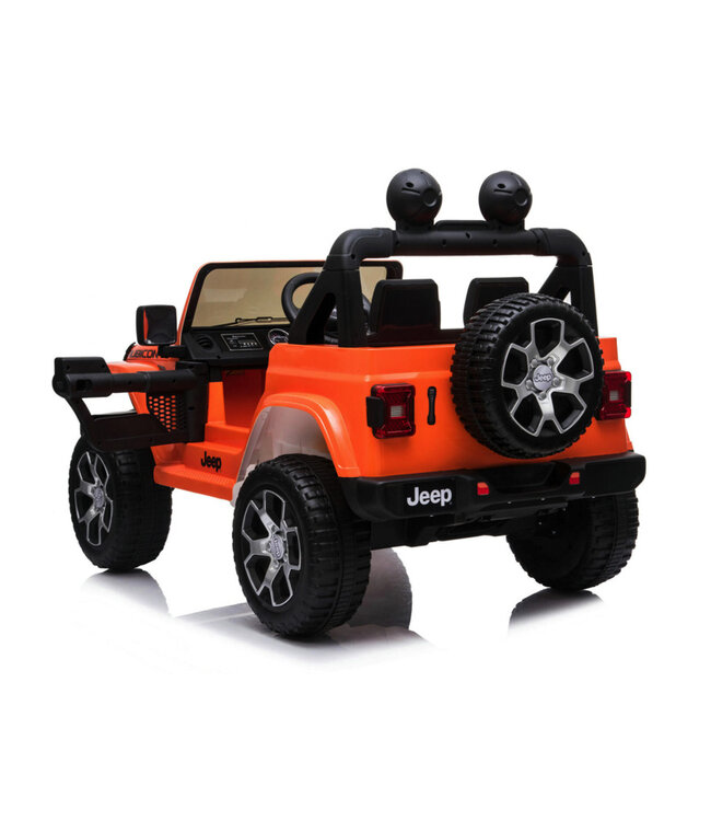 Jeep Wrangler Rubicon, voiture électrique 12V pour enfants avec batterie au lithium, pneus en caoutchouc et siège en similicuir
