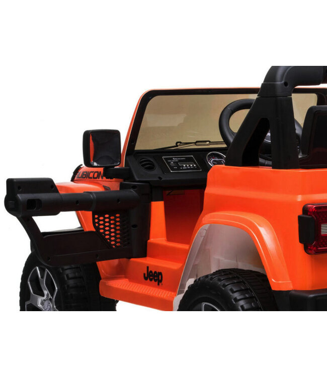 Jeep Wrangler Rubicon, carro elétrico infantil de 12V com bateria de lítio, pneus de borracha e banco em couro sintético