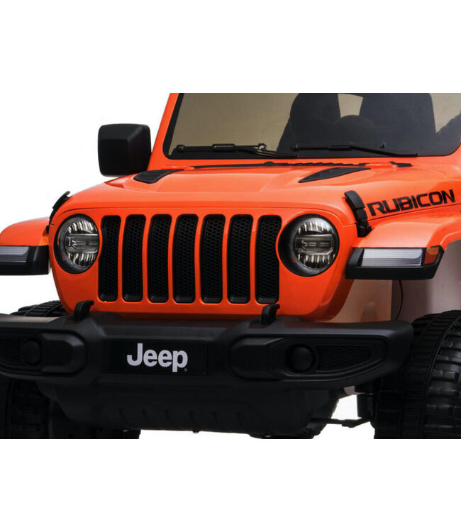Jeep Wrangler Rubicon, coche eléctrico infantil de 12V con batería de litio, neumáticos de goma y asiento de similpiel