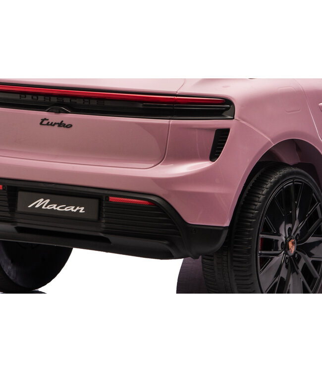 Porsche Macan Turbo, coche eléctrico para niños con batería de litio, módulo de música, neumáticos de goma y mucho más.