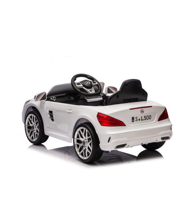 Mercedes SL500, voiture électrique pour enfants 12 volts avec une batterie au lithium, des pneus en caoutchouc, un siège en similicuir et bien plus encore !