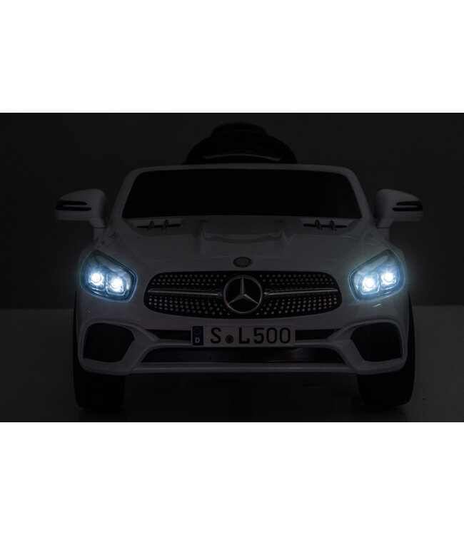 Mercedes SL500, carro elétrico infantil de 12 volts com uma bateria de lítio, pneus de borracha, banco em pele sintética e muito mais!
