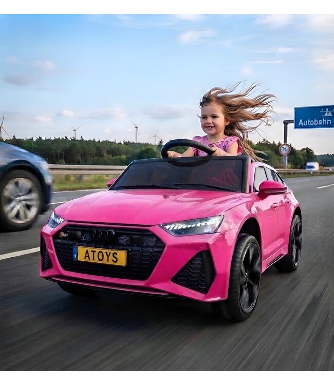 Audi RS6,12 volt elektrische kinderauto met rubbereAudi RS6, carro infantil elétrico de 12 volts com pneus de borracha, banco em pele e muito mais!n banden, leder zitje en meer!