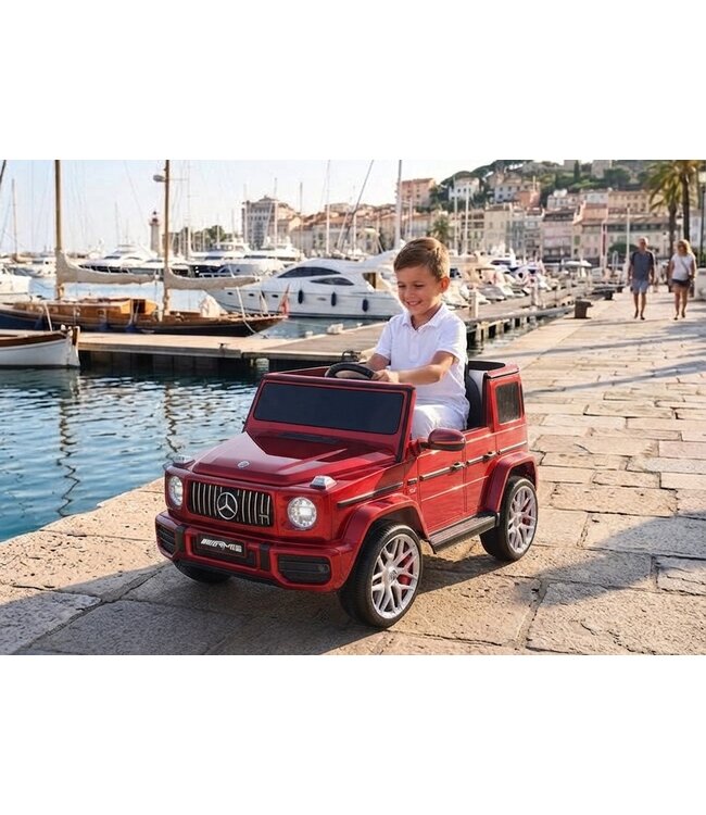 Mercedes G63, coche infantil con batería de litio de 12 voltios, neumáticos de goma, asiento de cuero, ¡y mucho más!