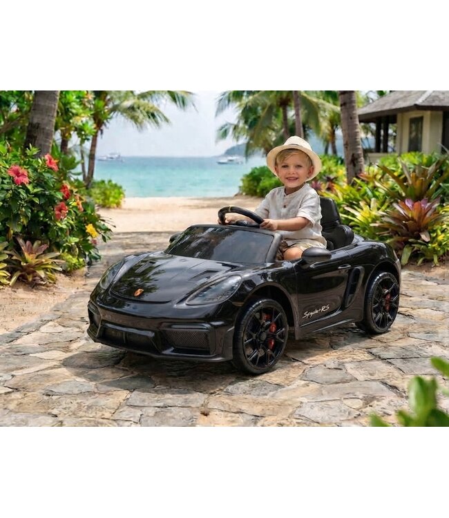 Porsche Spyder RS, 12 volt Lithium accu, rubberen banden, leder zitje en meer!