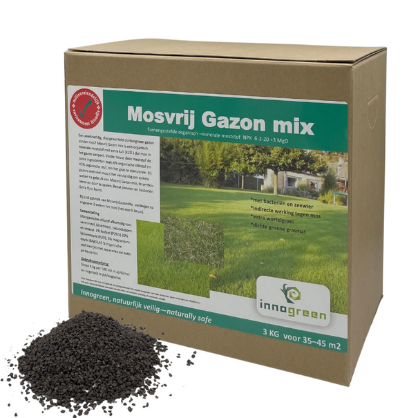 Innogreen Mosvrij gazonmix | NPK 6-2-20 + 3 MgO | Kleinverpakking