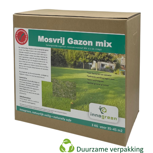 Innogreen Mosvrij gazonmix | NPK 6-2-20 + 3 MgO | Kleinverpakking