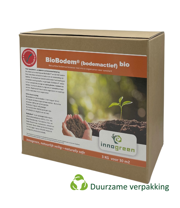 Innogreen Innogreen BioBodem | NPK 3-2-2 + Mycorrhizae, Trychoderma, protozoa, bacterieën, zeewier | Kleinverpakking