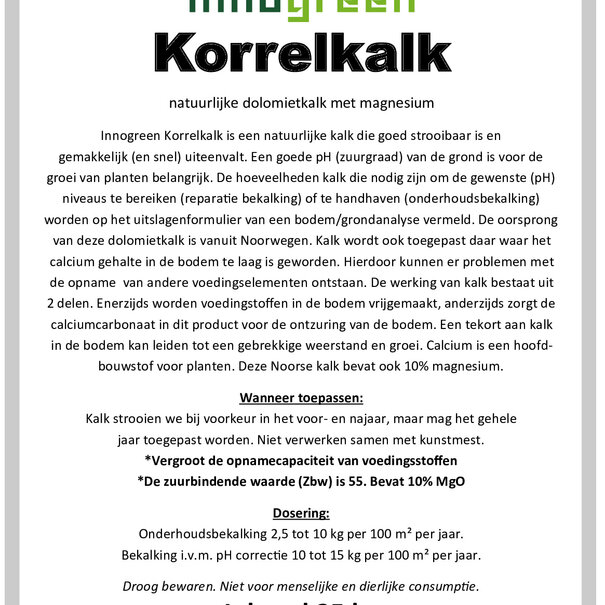 Innogreen Korrelkalk | NW 50, CaO 45%