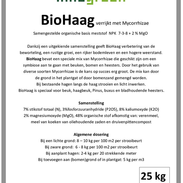 Innogreen BioHaag | NPK 7-3-8 + 2 Mgo + Mycorrhizae
