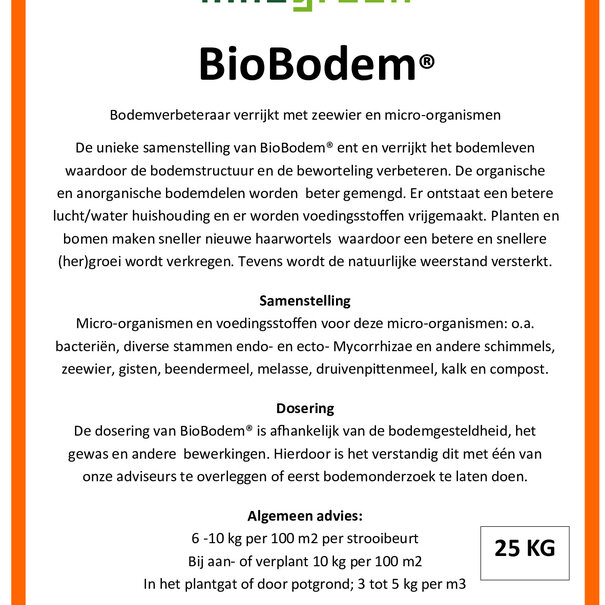 Innogreen Innogreen BioBodem | NPK 3-2-2 + Mycorrhizae, Trychoderma, protozoa, bacterieën, zeewier