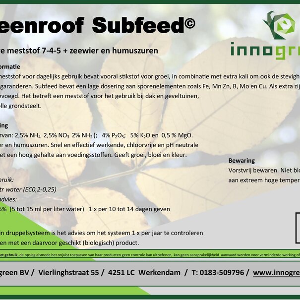 Innogreen Greenroof subfeed | NPK 7-4-5 + zeewier en humus