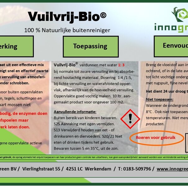 Innogreen Vuilvrij-Bio buitenreiniger | aanslagreiniger