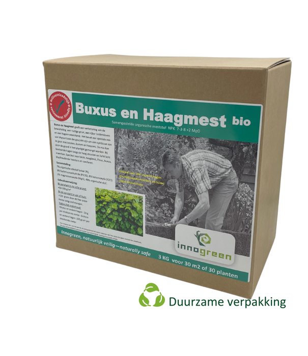 Innogreen Buxus- en Hagenmest | NPK 7-3-8 + 2 MgO | Kleinverpakking