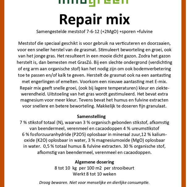 Innogreen Repair-mix | 7-6-12 + 3 Mgo + sporen + fulvine