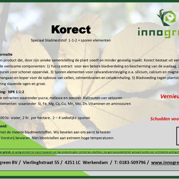 Innogreen Korect© | NPK 1-1-2 + sprenelementen en silicium